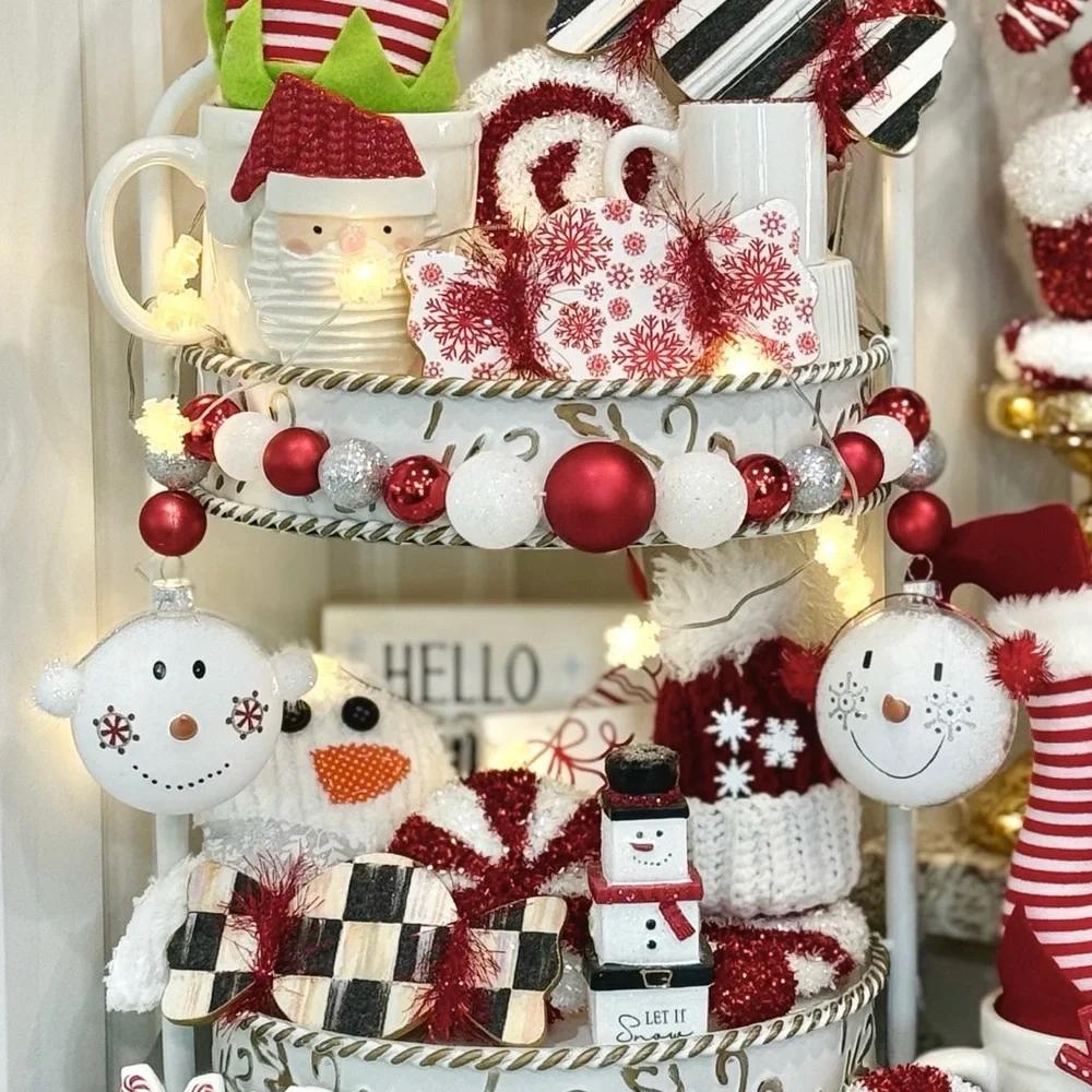 Christmas Snowman Large Bead Christmas Garland Hand Crafted